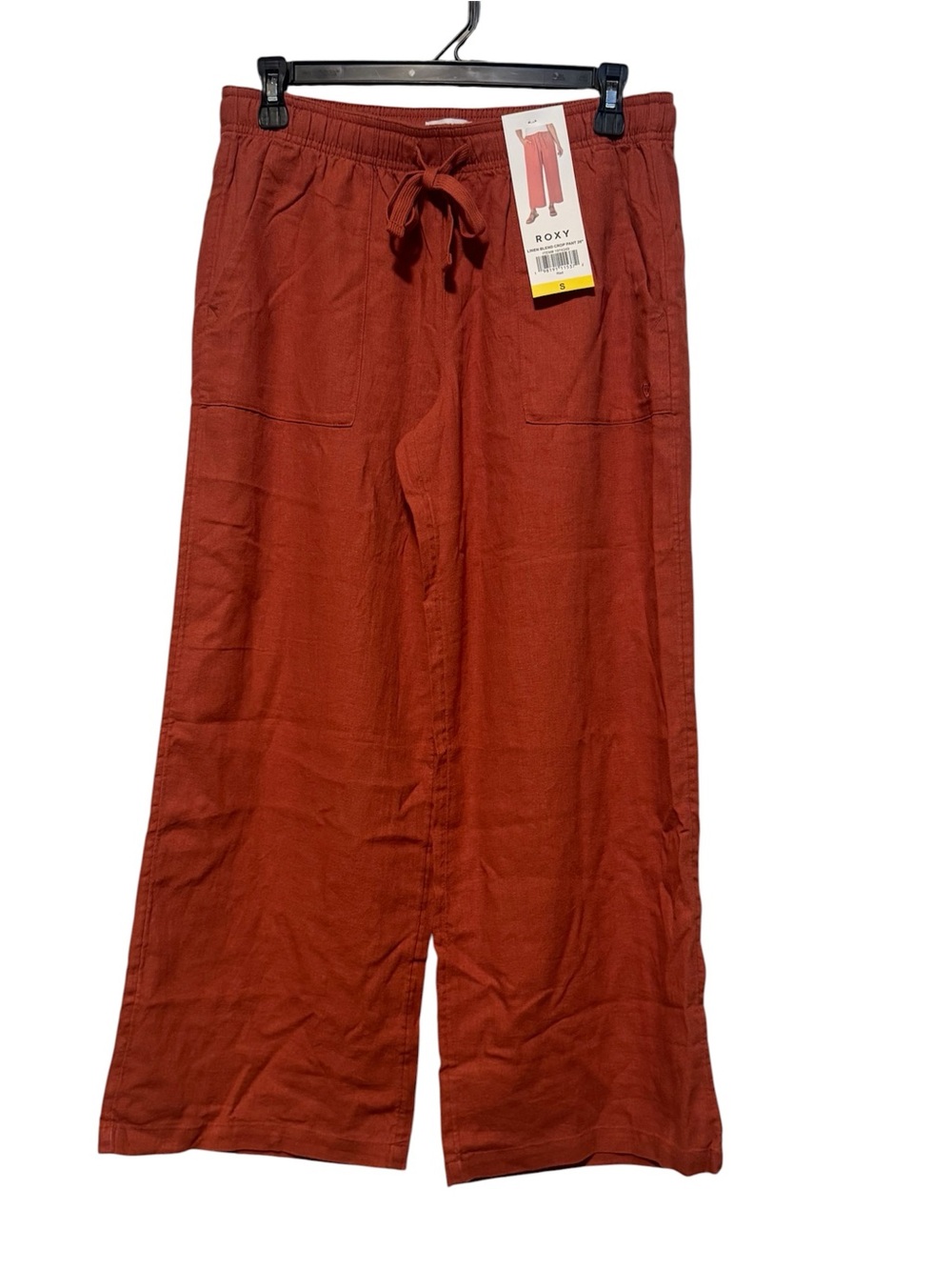 Roxy Wide-Leg Drawstring Pants — Rust size Small NWT